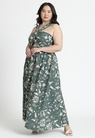 Crossing Straps Flare Maxi Dress image number null