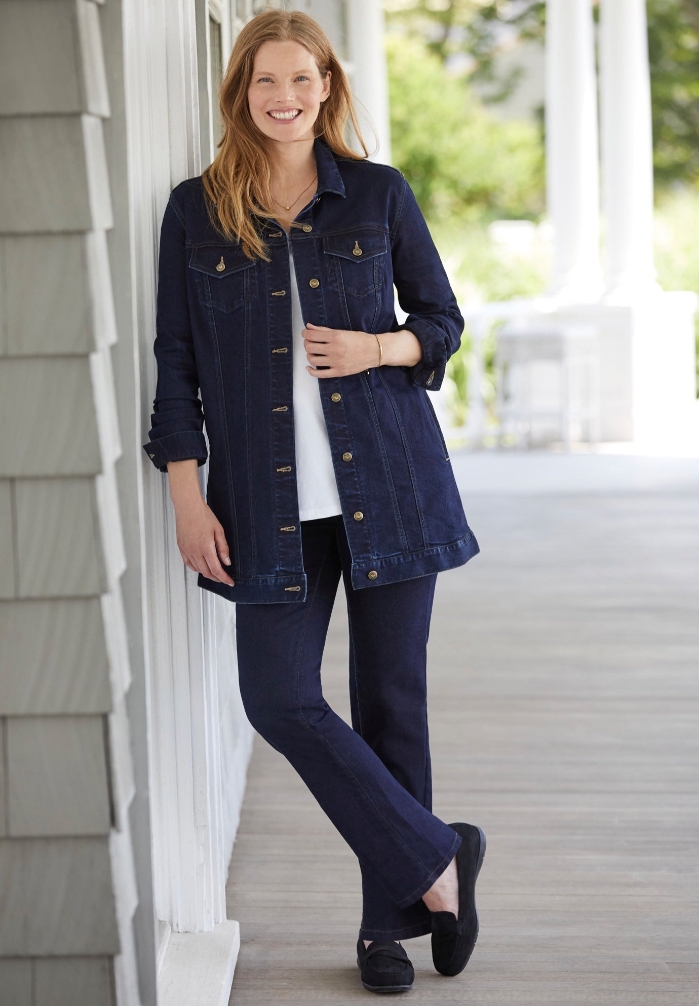Long Stretch Denim Jean Jacket image number 5