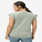 100% Cotton Slub Cap Sleeve A-Line Henley Tee image number null