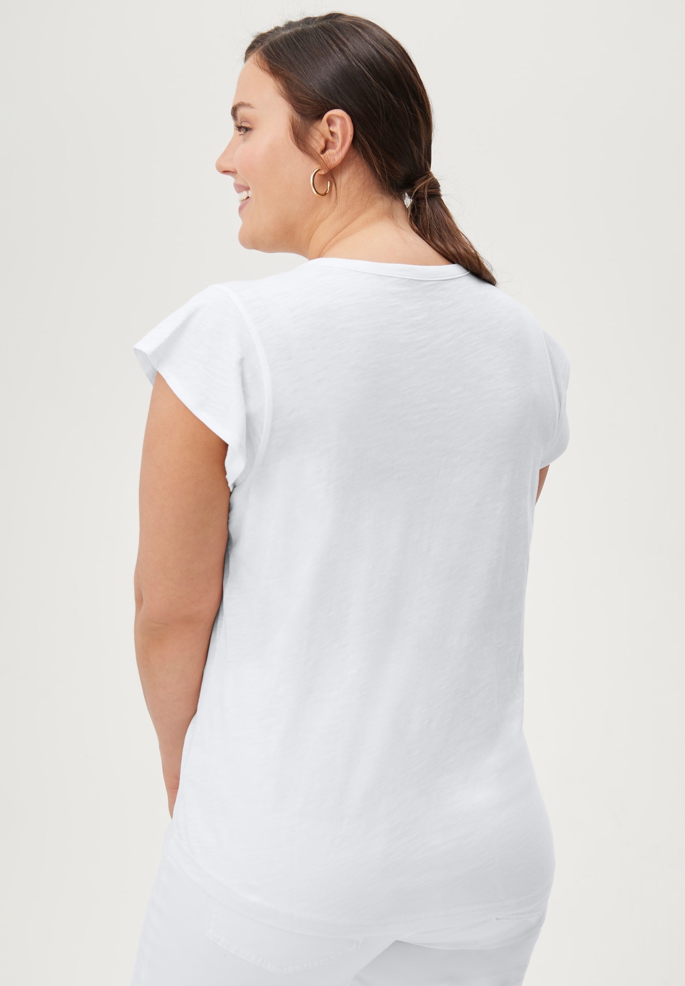 100% Cotton Slub Cap Sleeve A-Line Henley Tee image number 1