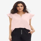 Cap Sleeve Henley Tee image number null