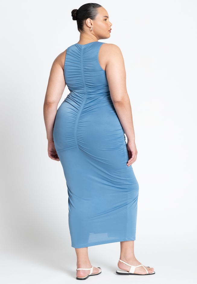 Ruched Dress W Slit image number null