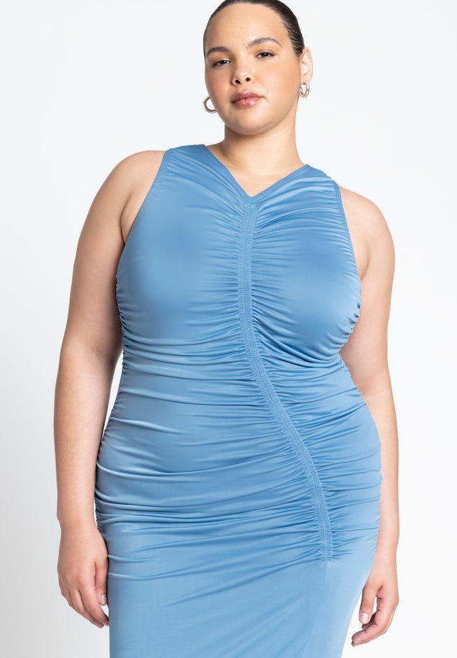 Ruched Dress W Slit image number null