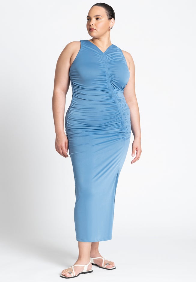 Ruched Dress W Slit image number null