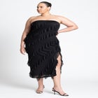 Ruffle Mesh Dress With Slit image number null