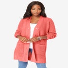 Open Front Waffle Knit Cardigan image number null