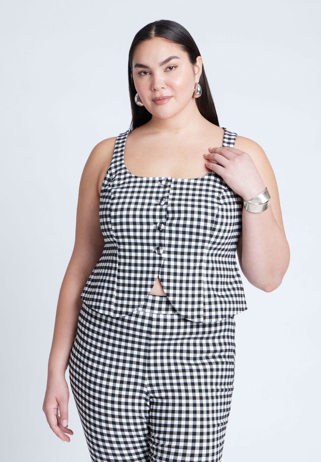 Gingham Square Neck Vest image number 1