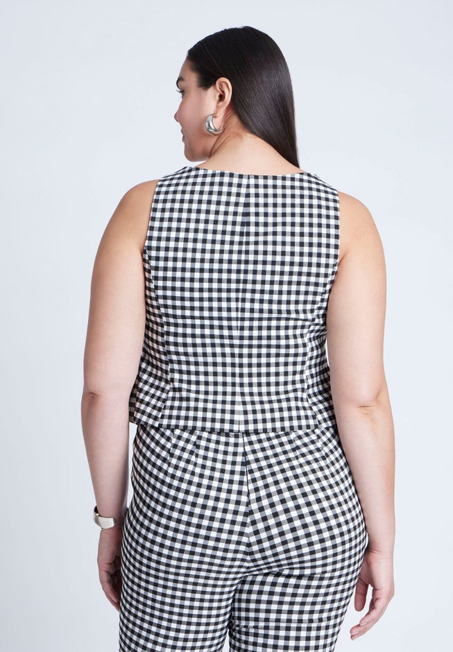 Gingham Square Neck Vest image number 2