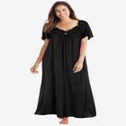 Long Silky Lace-Trim Gown image number null