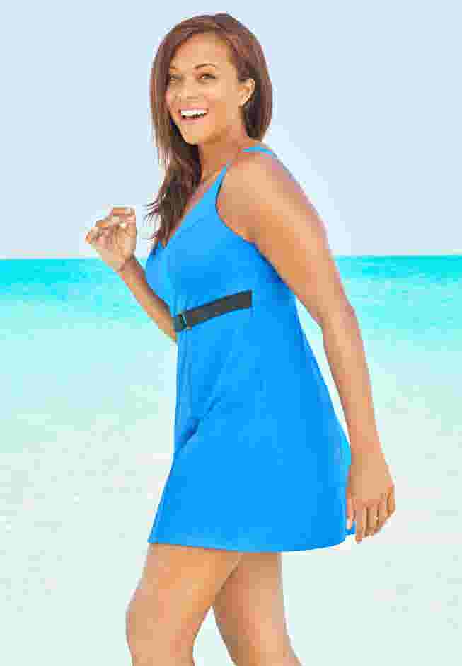 Underwire Belted Swim Dress  image number 2