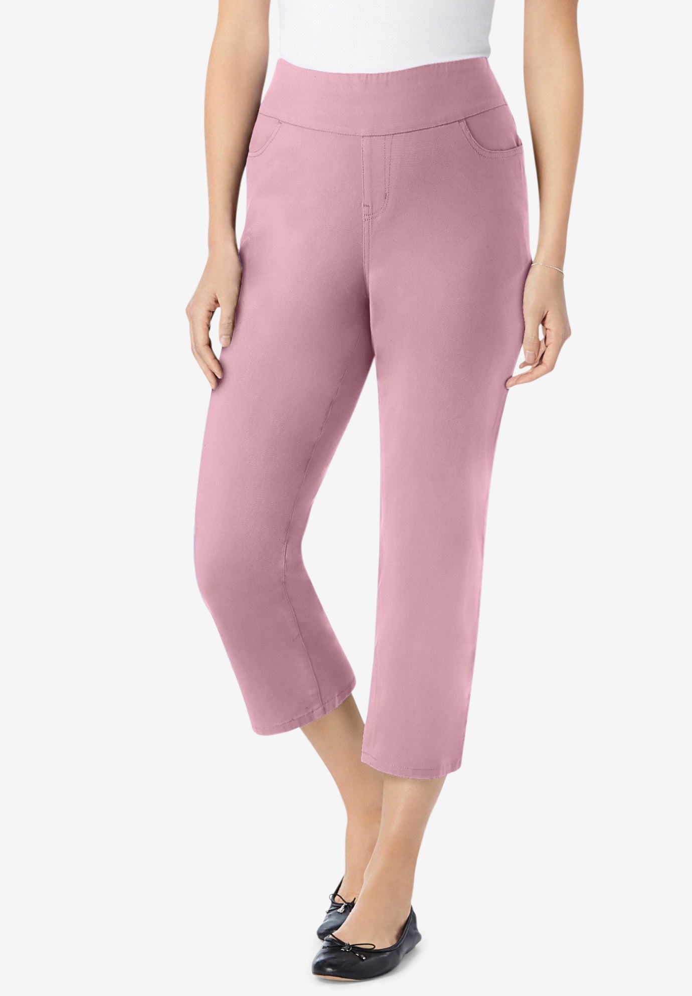 Pull-On Flex-Fit Elastic-Waist Stretch Denim Capri Jeans image number 0