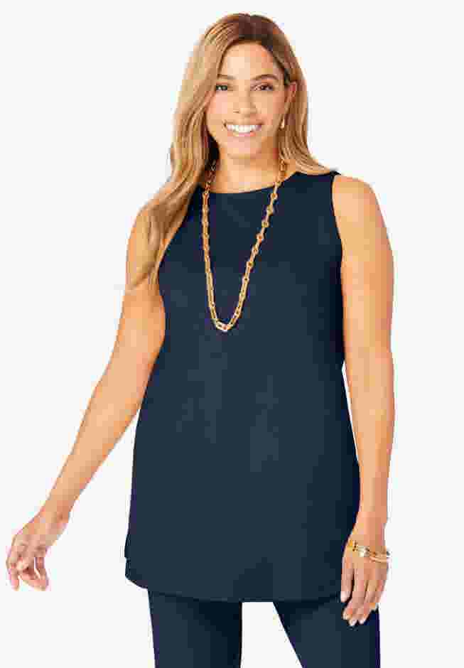 Stretch Knit Crepe Sleeveless Tunic image number 0