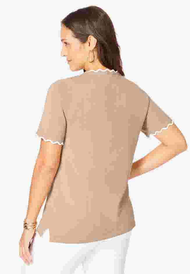 Fine Gauge Scalloped Sweater image number 1
