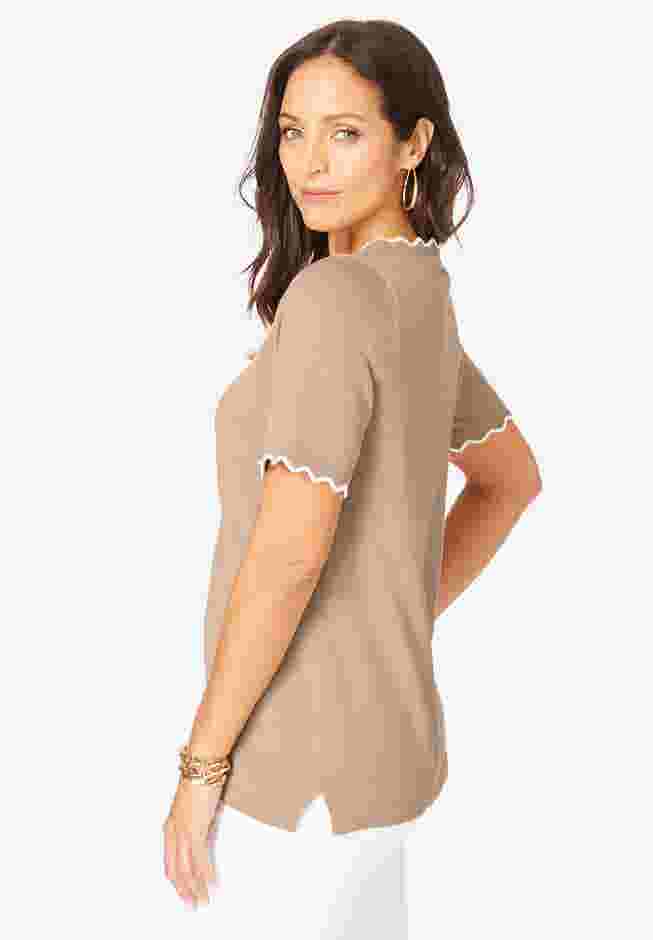 Fine Gauge Scalloped Sweater image number 2