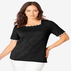 Fine Gauge Scalloped Sweater image number null