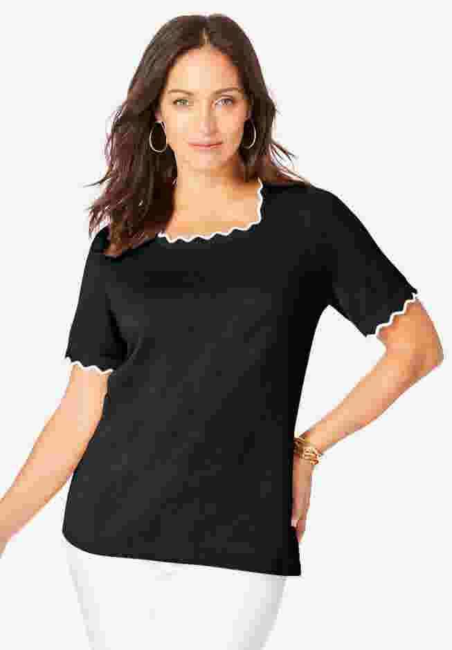 Fine Gauge Scalloped Sweater image number 0