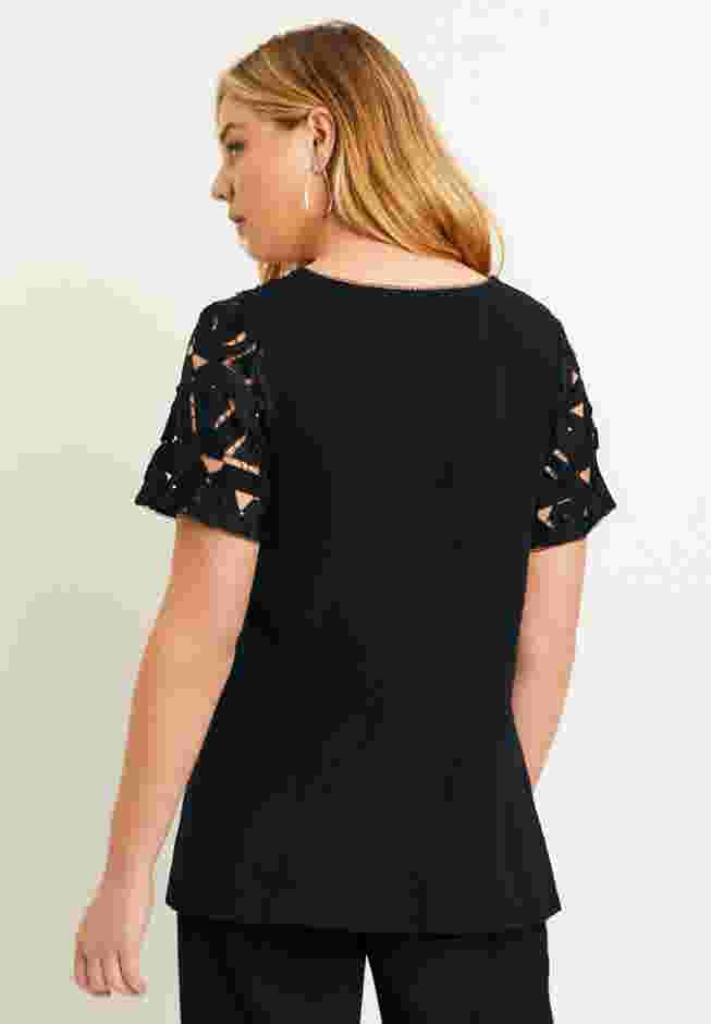 Crochet-Sleeve V-Neck One + Only Tee image number 1