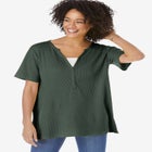 Split-Neck Henley Thermal Tee image number null