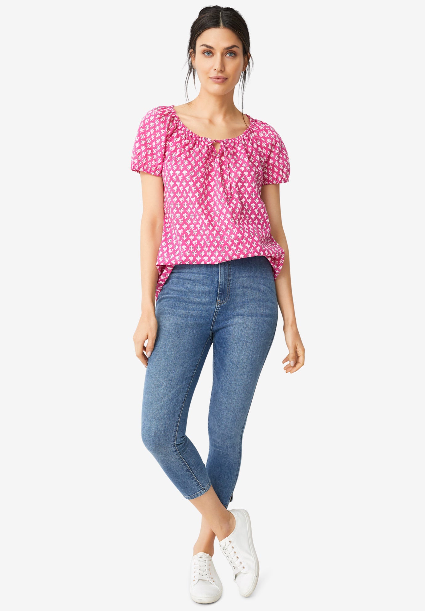 Slim 5-Pocket Stretch Mid-Rise Denim Capri image number 0