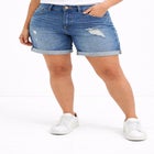 Stretch Denim Mid-rise Boyfriend Shorts image number null