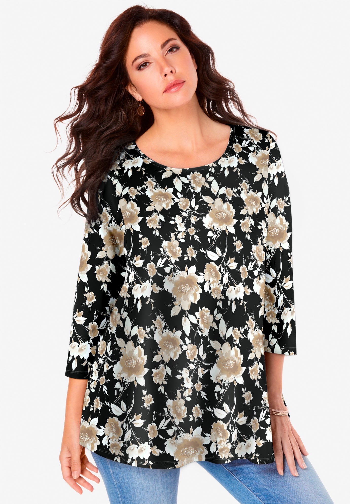 Plus Size Ultimate Three Quarter Sleeve Swing Tee image number 0