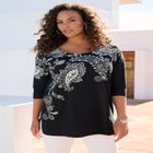 Plus Size Three Quarter Sleeve Embellished Tunic image number 0