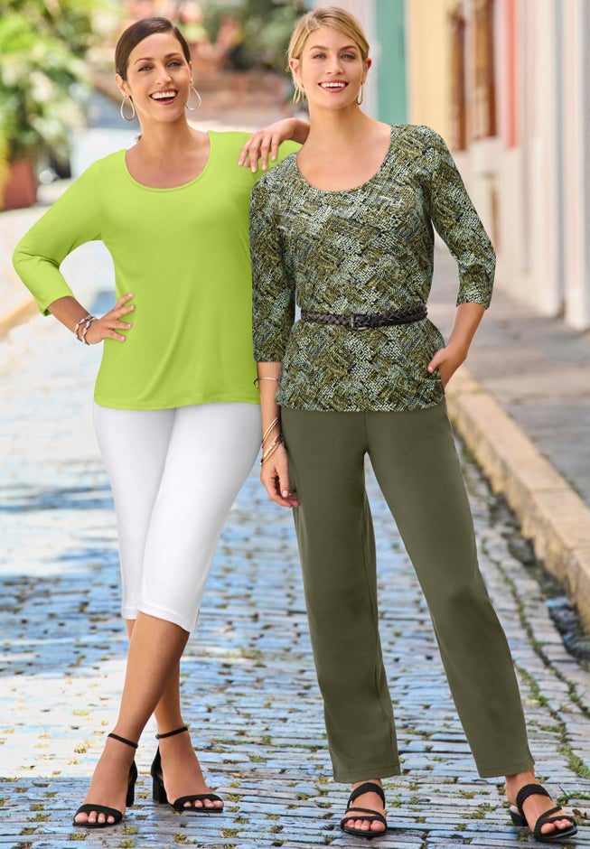 Stretch Cotton Scoop Neck Tee image number 3