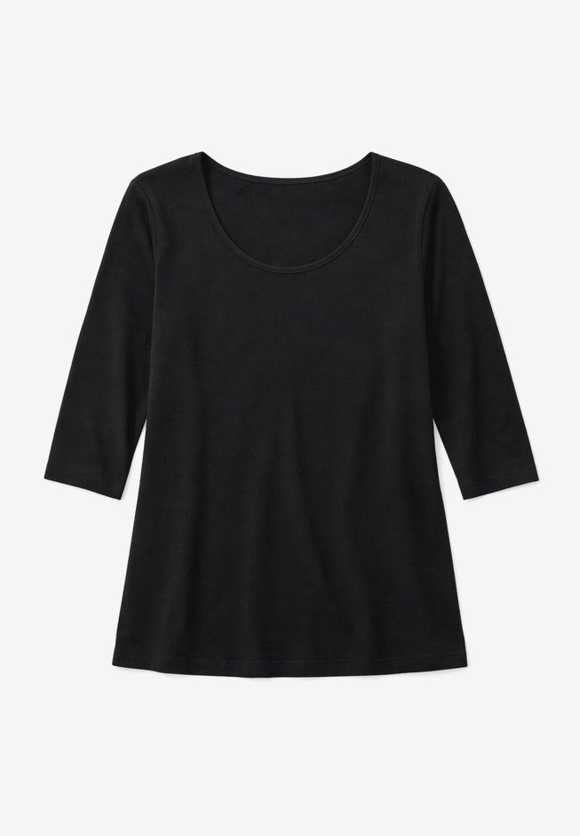 Stretch Cotton Scoop Neck Tee image number 2