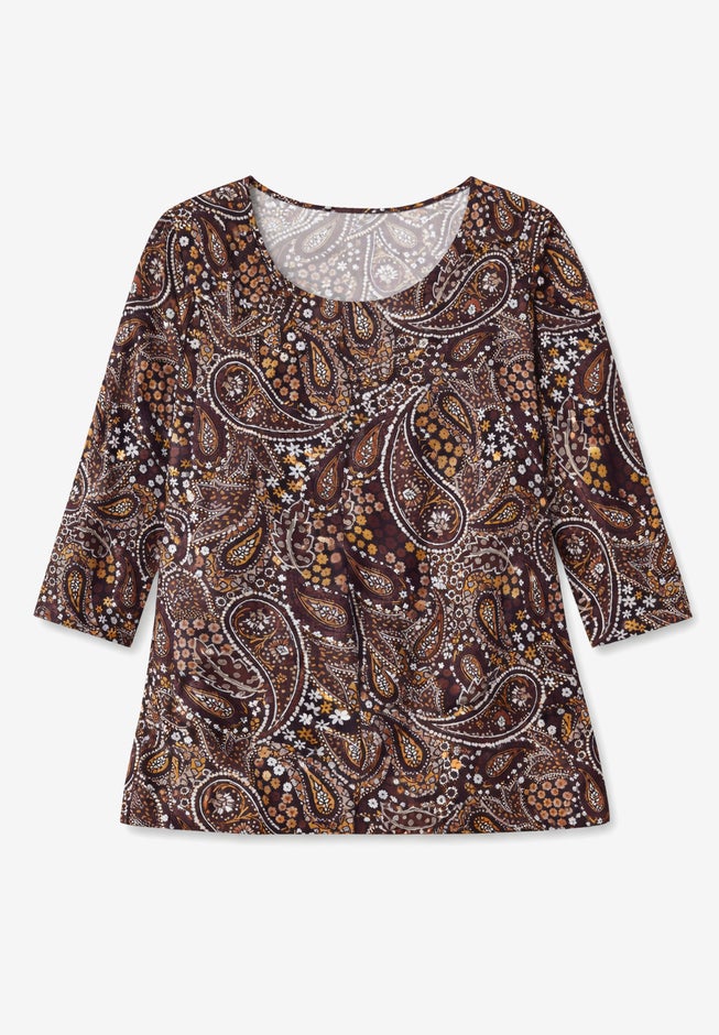 Stretch Cotton Scoop Neck Tee image number 3