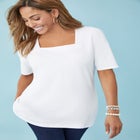 Stretch Cotton Square Neck Tee image number null