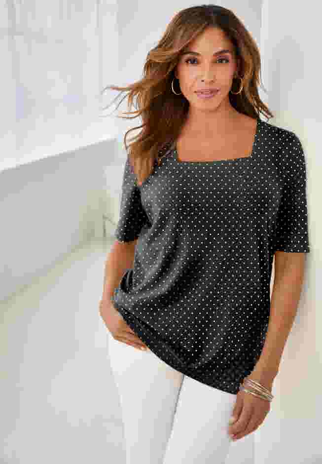 Stretch Cotton Square Neck Tee image number 4