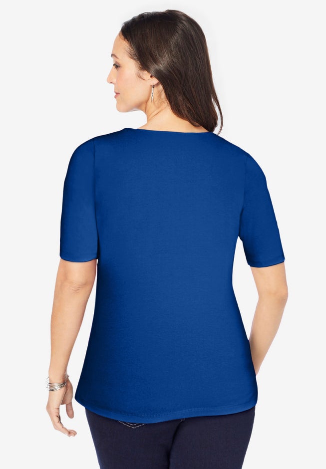 Stretch Cotton Square Neck Tee image number 2