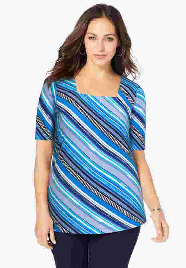 Stretch Cotton Square Neck Tee image number 0