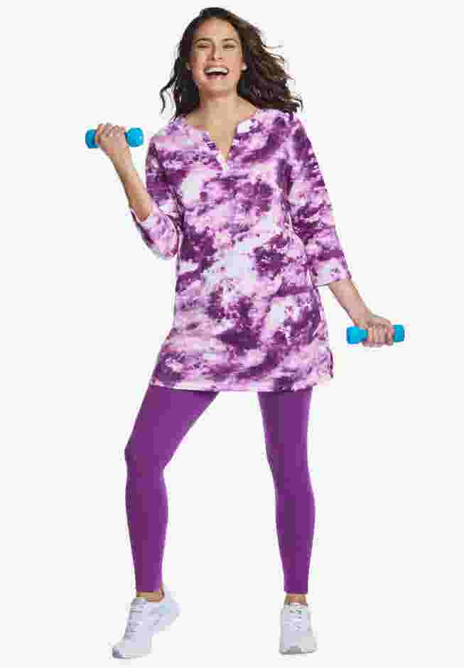 Three-Quarter Sleeve Notch-Neck Tunic image number 5