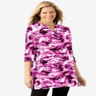 Three-Quarter Sleeve Notch-Neck Tunic image number null