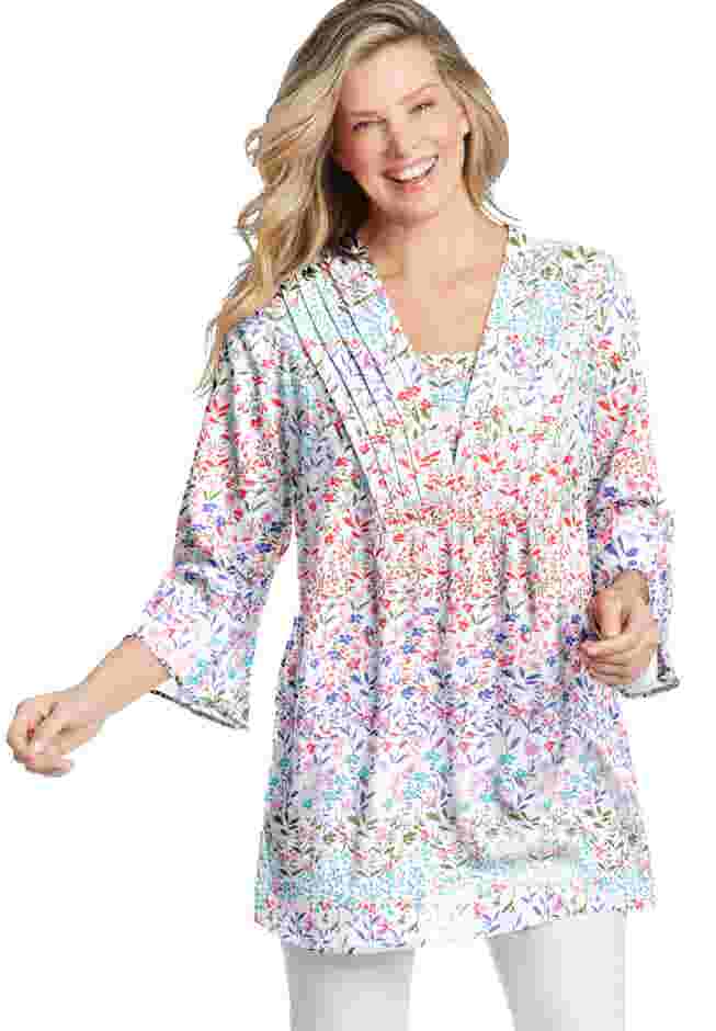 Bell-Sleeve V-Neck Tunic image number 3