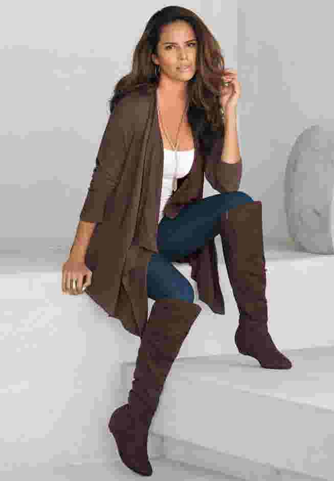 Plus Size Lightweight Handkerchief Hem Cardigan Sweater image number 6