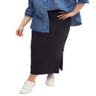 Stretch Jersey A-Line Elastic Waistband Maxi Skirt image number 0