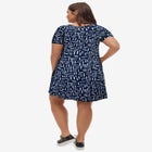 Stretch Knit Scoop Neck Short Sleeve A Line Dress image number null