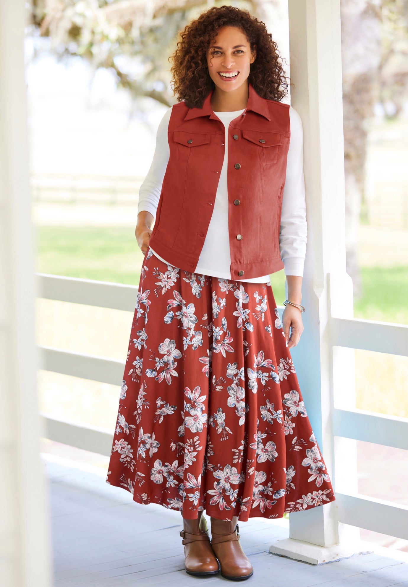 Pull-On Elastic Waist Soft Maxi Skirt image number 0