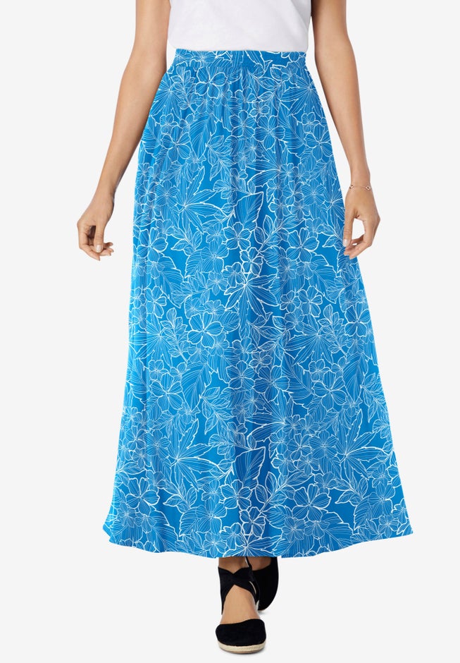 Pull-On Elastic Waist Soft Maxi Skirt image number null