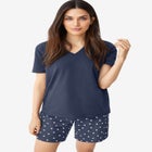 Stretch Cotton Spandex Jersey 2-Piece Short And Tee Sleep Set image number null