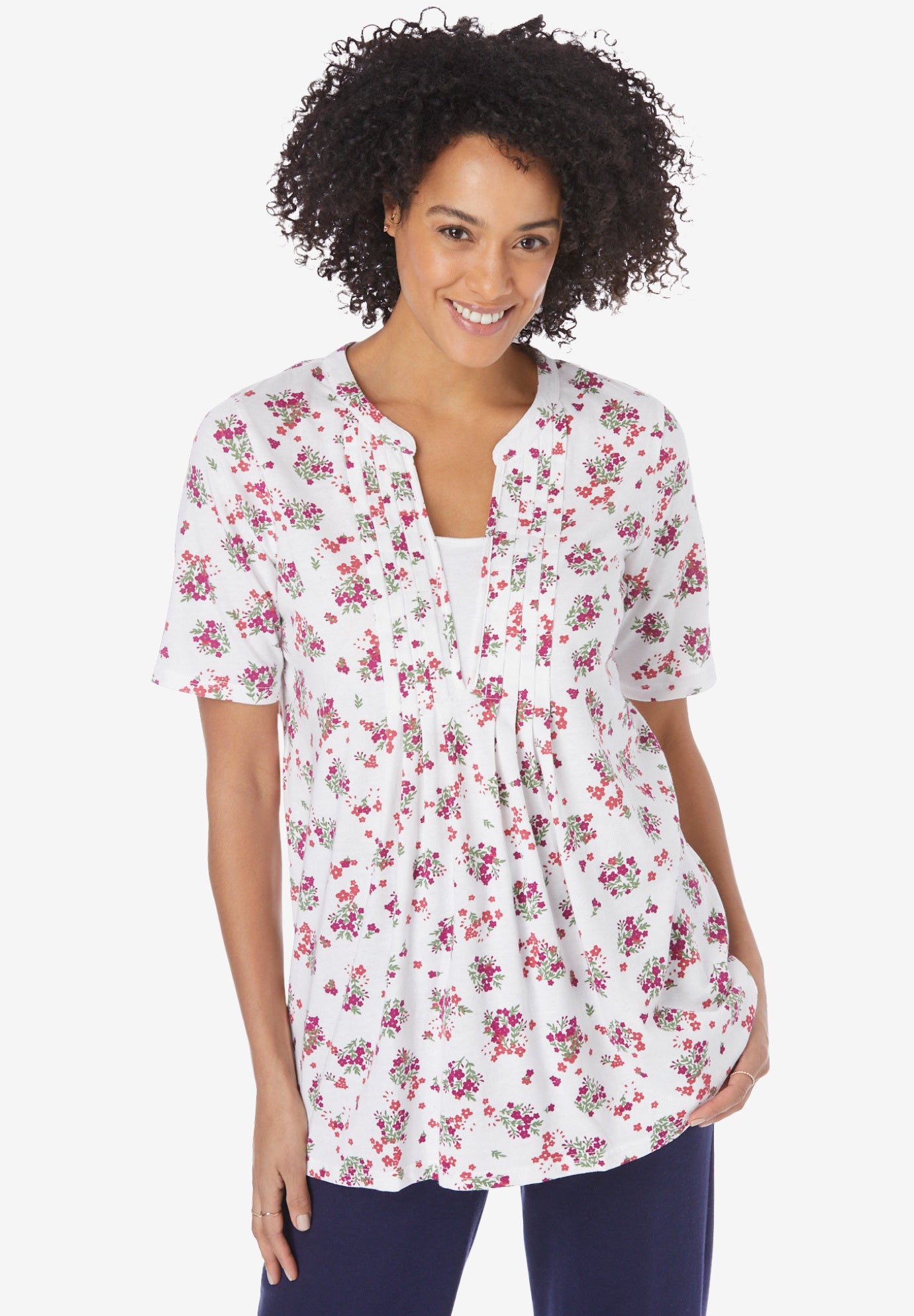 7-Day Layer-Look Elbow-Sleeve Tee image number 0