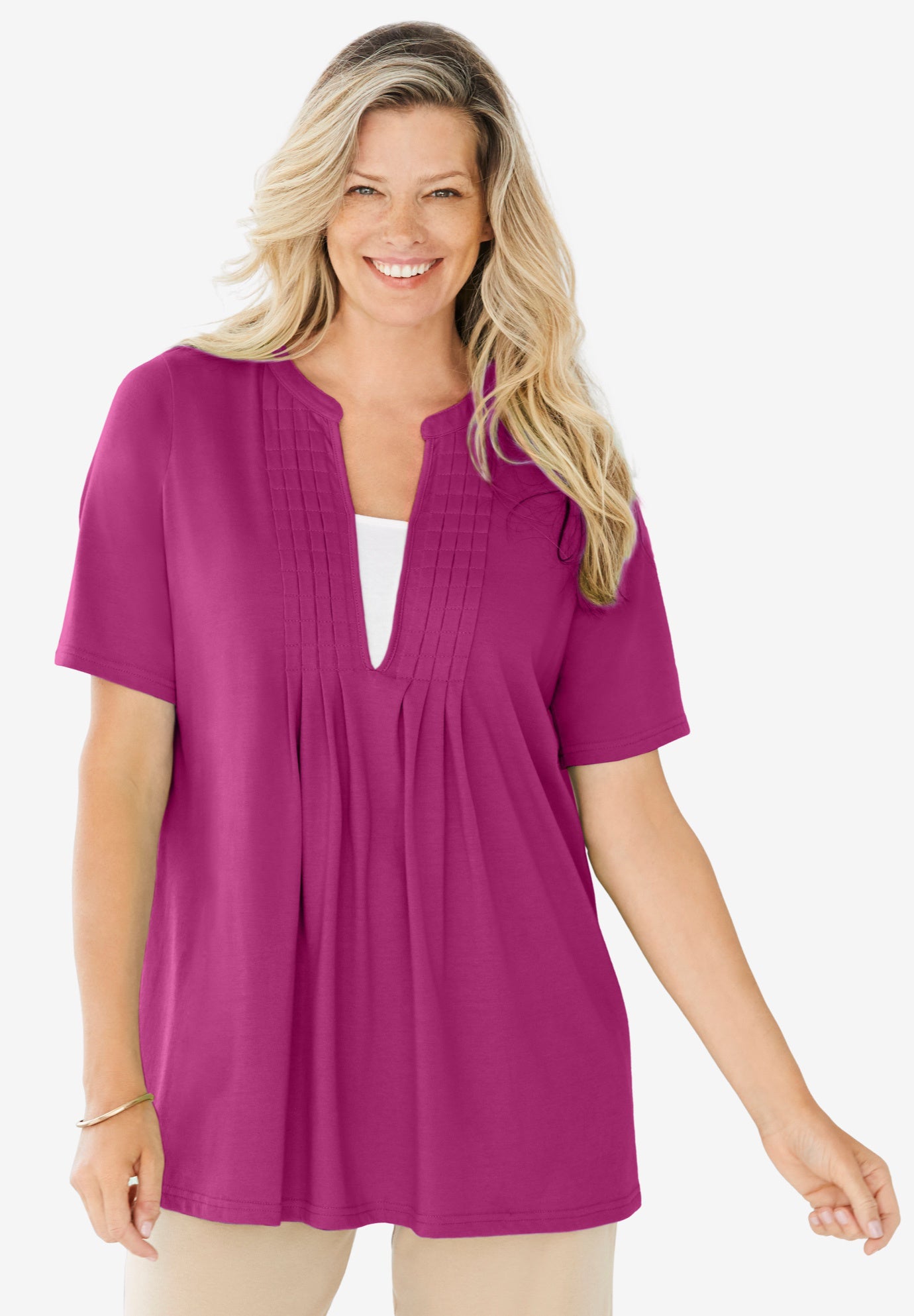 7-Day Layer-Look Elbow-Sleeve Tee image number 0