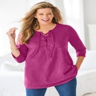 Lace-Up Three-Quarter Sleeve Tee image number null