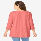 Lace-Up Three-Quarter Sleeve Tee image number 1