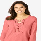 Lace-Up Three-Quarter Sleeve Tee image number 3