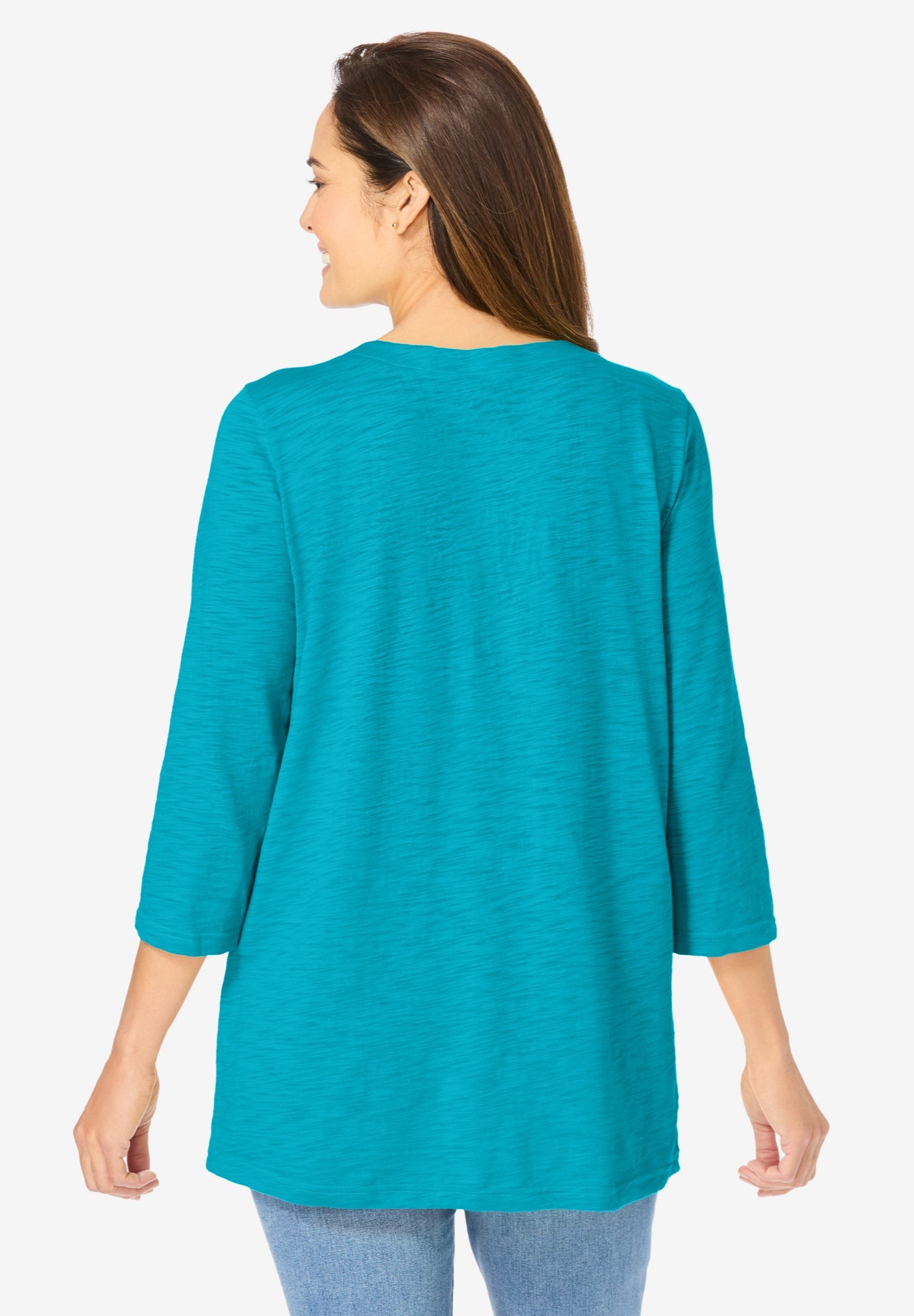 Lace-Up Three-Quarter Sleeve Tee image number 1