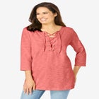 Lace-Up Three-Quarter Sleeve Tee image number 0