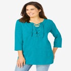 Lace-Up Three-Quarter Sleeve Tee image number null